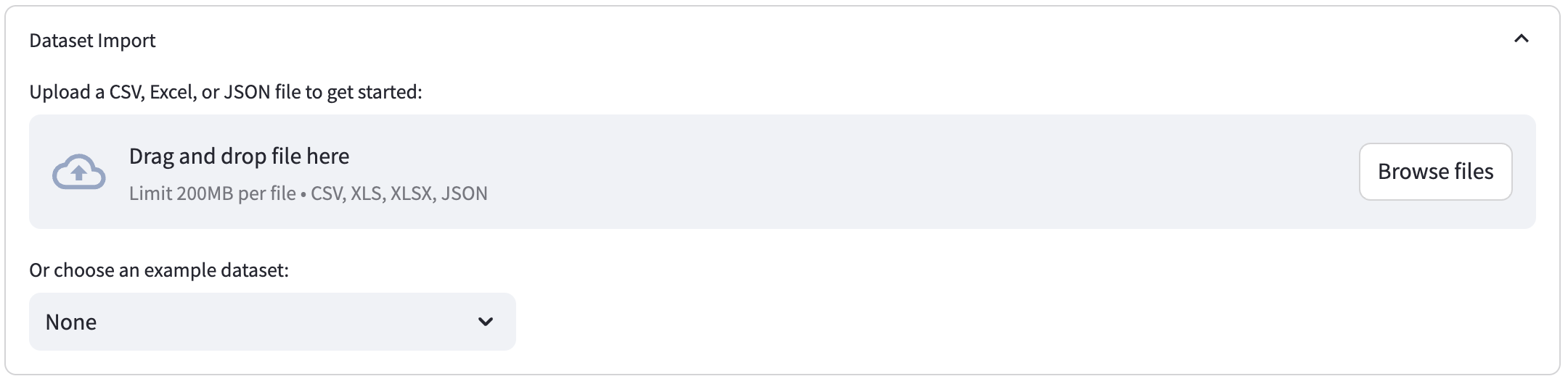 Dataset Import Interface